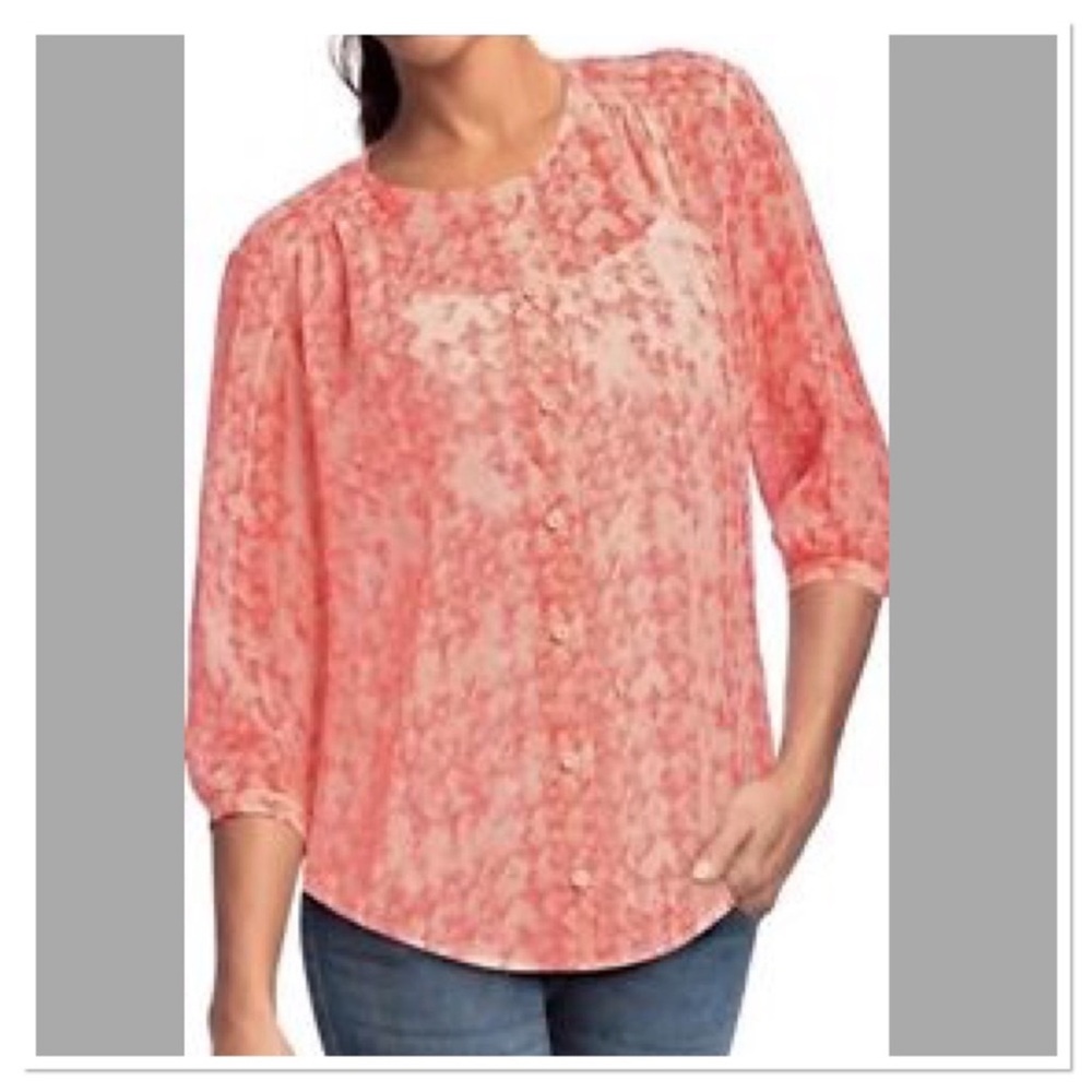 CABI Emerson 756 silk 3/4 sleeve sheer blouse M